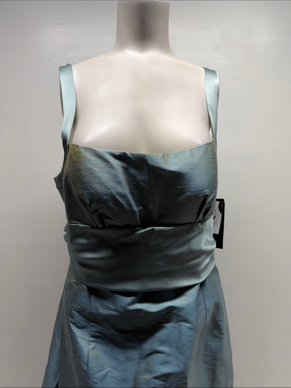 Nicole Miller Dress Midi Sleeveless 100% Silk Chiffon Ruffled Y2K Blue New 10 - Picture 3 of 9